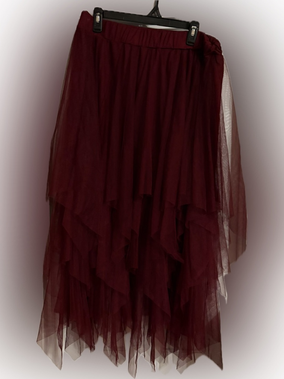 City Chic Burgundy Layered Tulle Maxi Skirt
